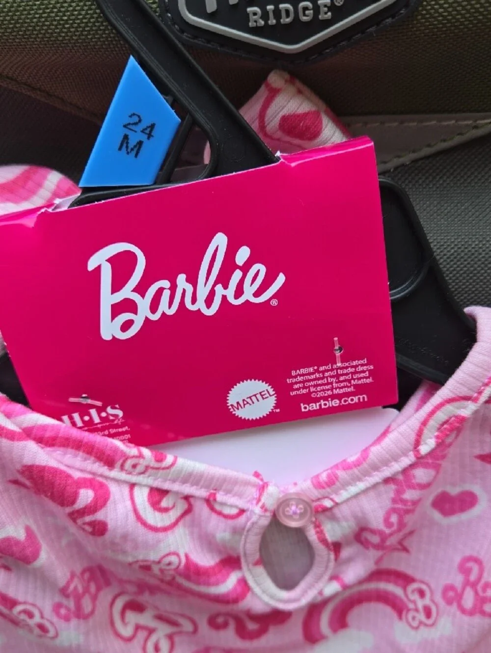 Barbie Hot Pink Printed Tulle Dress with Bow 24 Months
